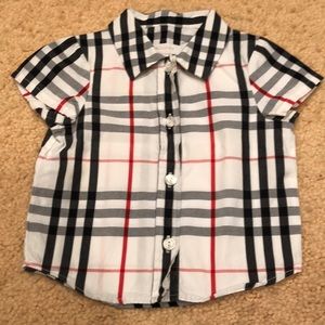 Burberry boys button down short sleeve- 6 months